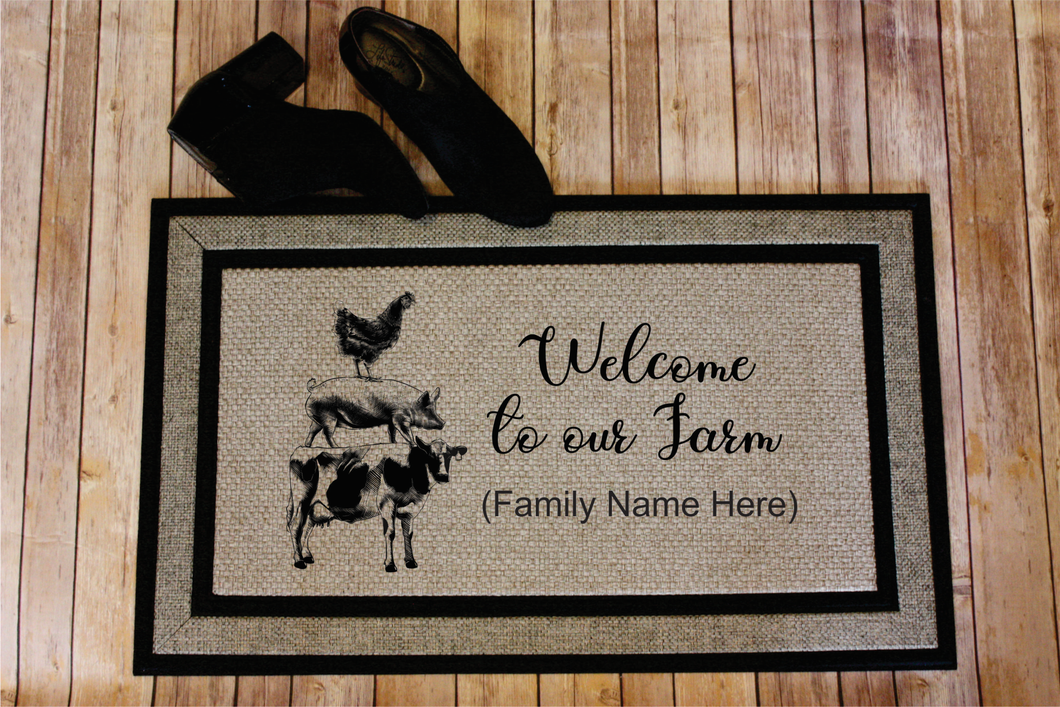 Three Farm Animal Design-Custom Door Mat